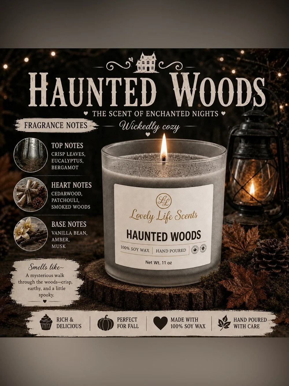 Hand Crafted 11 oz Premium Soy Wax Fall Candle Collection Lovely Life Scents
